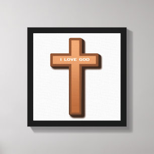 CROSS "I LIEBE GOD" LEINWANDDRUCK