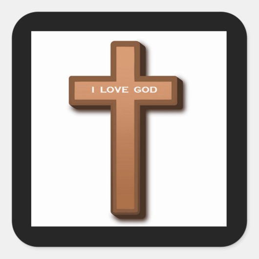 CROSS "I LIEBE GOD" QUADRATISCHER AUFKLEBER (Vorderseite)