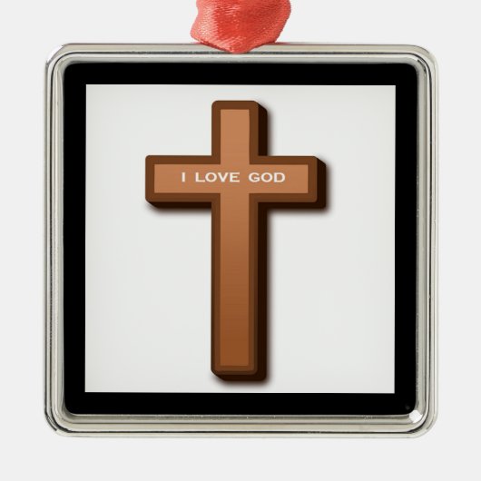 CROSS "I LIEBE GOD" SILBERNES ORNAMENT (Vorne)
