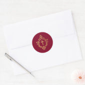 Cross in Crest Red Faux Gold Foil Vintage Burgundy Runder Aufkleber (Umschlag)