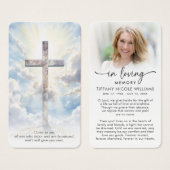 Cross In Loving Memory Christian Prayer Cards (Vorne & Hinten)