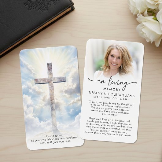 Cross In Loving Memory Christian Prayer Cards