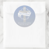 Cross Kreath | Berries Baby Boy Baptisse Runder Aufkleber (Tasche)