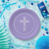 Cross Lavender Communion Taufe Christen Pappteller (Party)