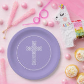 Cross Lavender Communion Taufe Christen Pappteller (Party)
