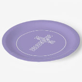 Cross Lavender Communion Taufe Christen Pappteller (Schrägansicht)