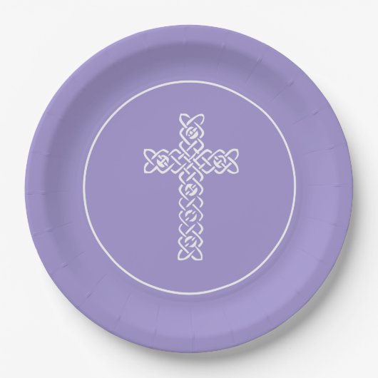 Cross Lavender Communion Taufe Christen Pappteller (Vorderseite)