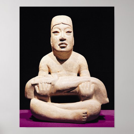 Cross-legged figure holding a baby, Olmec Poster (Vorne)
