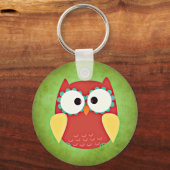 Cross Mit Augen Owl Button Schlüsselanhänger (Vorderseite)