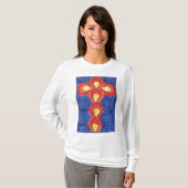 Cross Motif Basic Ladys Long Sleeve T - Shirt (Vorne ganz)