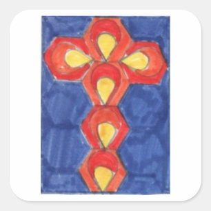 Cross Motif Glossy Square Sticker