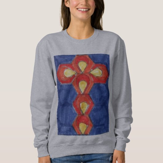 Cross Motif Ladys Basic Sweatshirt (Vorderseite)