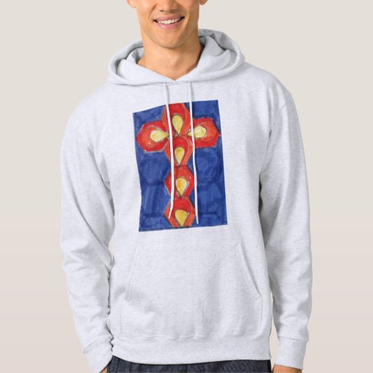 Cross Motif Men's Basic Hooded Sweatshirt (Vorderseite)