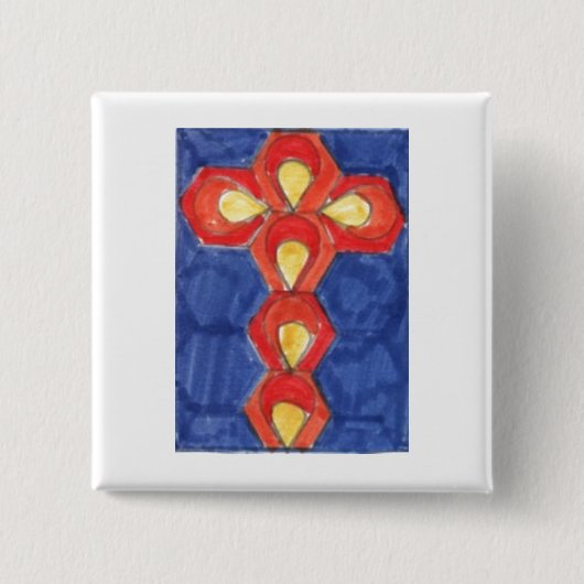 Cross Motif Square Abzeichen Button (Vorderseite)