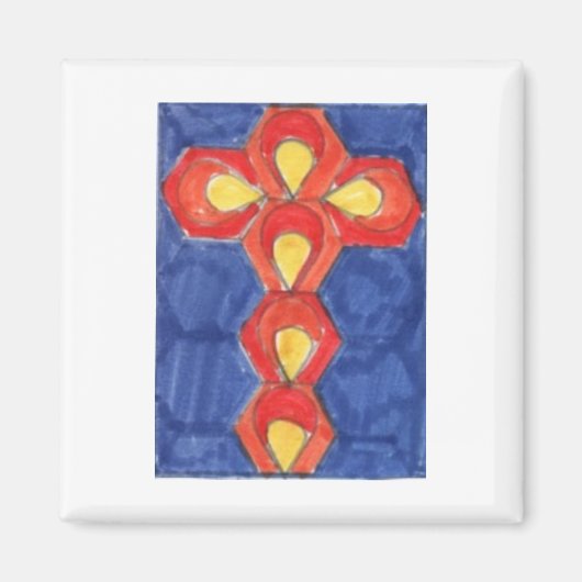 Cross Motif Square Magnet (Vorne)