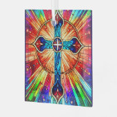 Cross Multi Color Suncatcher Ornament Aus Glas (Vorderseite links)