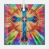 Cross Multi Color Suncatcher Ornament Aus Glas (Vorderseite)