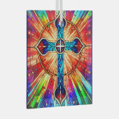 Cross Multi Color Suncatcher Ornament Aus Glas (Vorderseite Rechts)