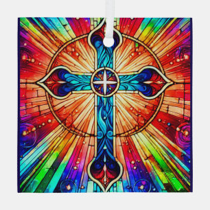 Cross Multi Color Suncatcher Ornament Aus Glas