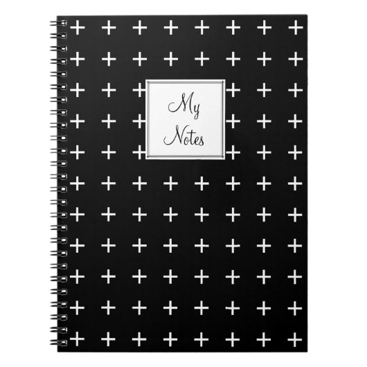 Cross Muster White & Black Custom Notebook Notizblock (Vorderseite)