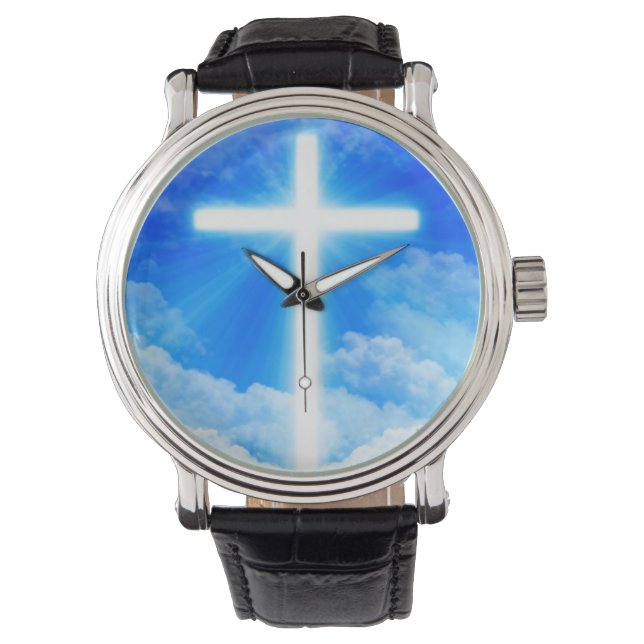 Cross of Light Jesus Christ Customizable Christian Armbanduhr (Vorderseite)