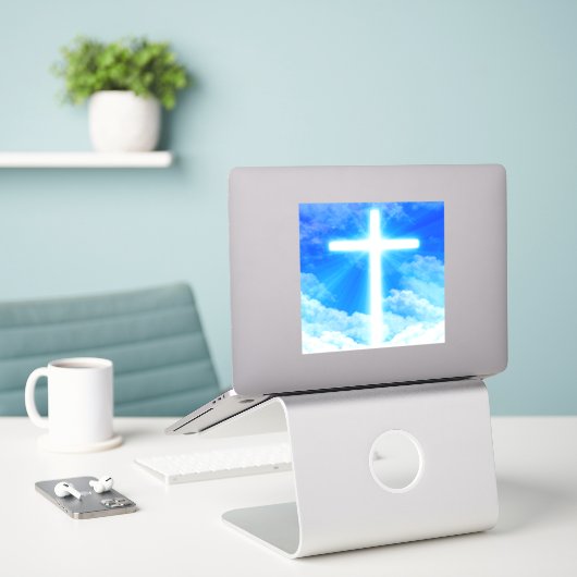 Cross of Light Jesus Christ Customizable Christian Aufkleber (Laptop auf Schreibtisch)