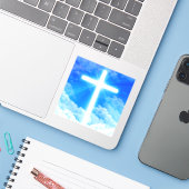 Cross of Light Jesus Christ Customizable Christian Aufkleber (Laptop mit iPhone)