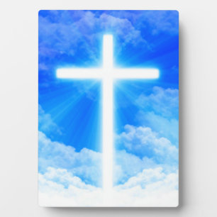 Cross of Light Jesus Christ Customizable Christian Fotoplatte