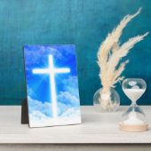 Cross of Light Jesus Christ Customizable Christian Fotoplatte (Seite)