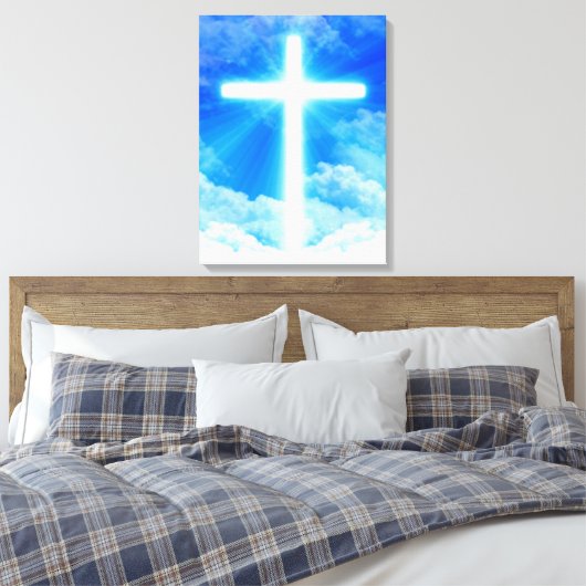 Cross of Light Jesus Christ Customizable Christian Leinwanddruck (Insitu (Schlafzimmer))