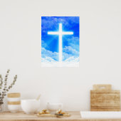 Cross of Light Jesus Christ Customizable Christian Poster (Küche)