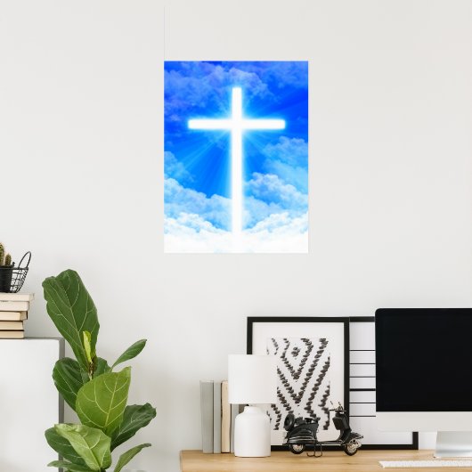 Cross of Light Jesus Christ Customizable Christian Poster (Heimbüro)