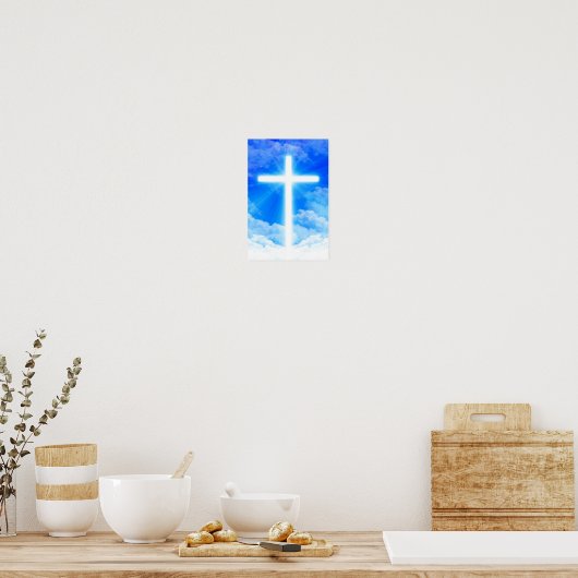 Cross of Light Jesus Christ Customizable Christian Poster (Küche)