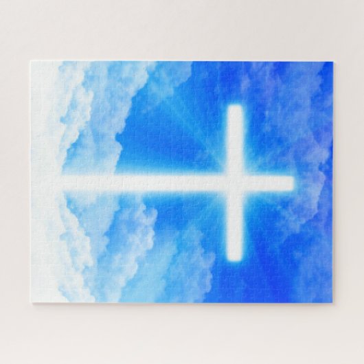 Cross of Light Jesus Christ Customizable Christian Puzzle (Horizontal)