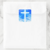 Cross of Light Jesus Christ Customizable Christian Quadratischer Aufkleber (Tasche)