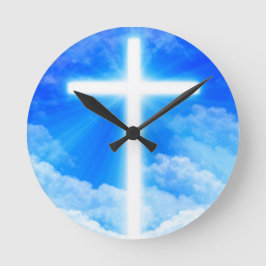 Cross of Light Jesus Christ Customizable Christian Runde Wanduhr