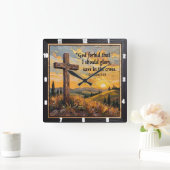 Cross of Light: Sunset Glory Quadratische Wanduhr (Zuhause)