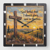 Cross of Light: Sunset Glory Quadratische Wanduhr (Vorderseite)