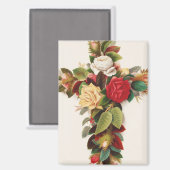 Cross of roses, Victorian era illustration Magnet (Vorderseite/Rückseite)
