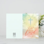 Cross Ombre Sky Clouds Scripting Church Bulletin (Stehend Vorderseite)