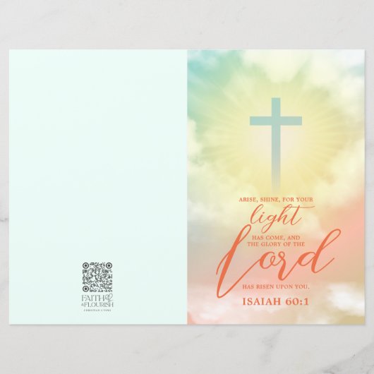 Cross Ombre Sky Clouds Scripting Church Bulletin (Vorderseite)