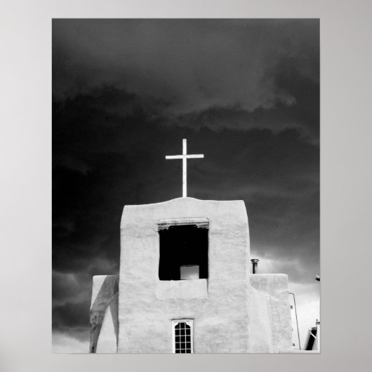 Cross on oldest church, San Miguel, Santa Fe, Poster (Vorne)