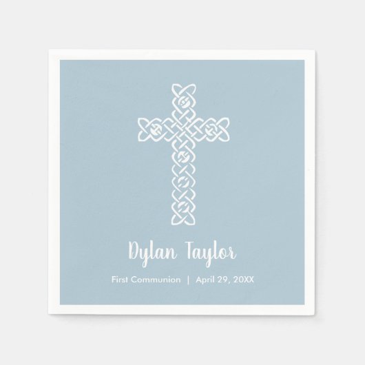 Cross on Steel Blue Religious Serviette (Vorderseite)