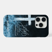 Cross on Water Dark Blue Scripture Personalized iPhone Hülle (Rückseite (Horizontal))