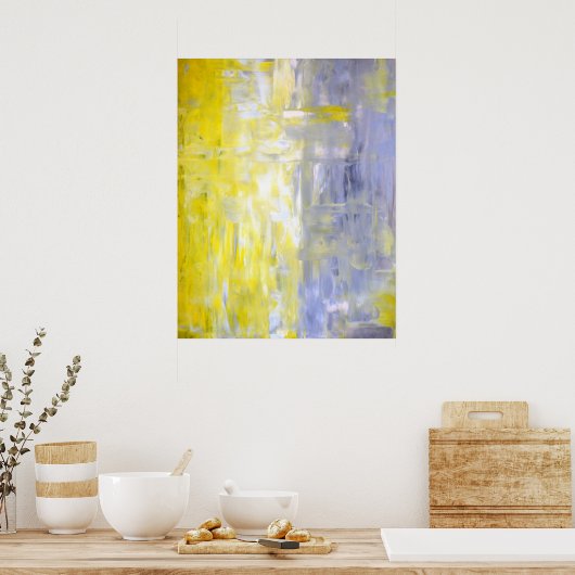 "Cross Over" Graue und gelbe Abstrakte Kunst Poster (Küche)