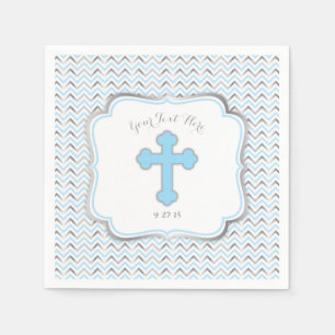 Cross Paper Napkins-Blue & Silver Serviette