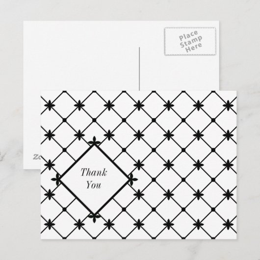 Cross Pattern Vielen Dank Schwarz-weiße Postkarten (Vorne/Hinten)