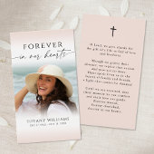 Cross Photo Forever Hearts Funeral Prayer Card