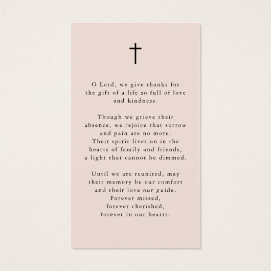Cross Photo Forever Hearts Funeral Prayer Card (Rückseite)
