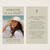 Cross Photo Forever Hearts Memorial Prayer Card (Vorne & Hinten)